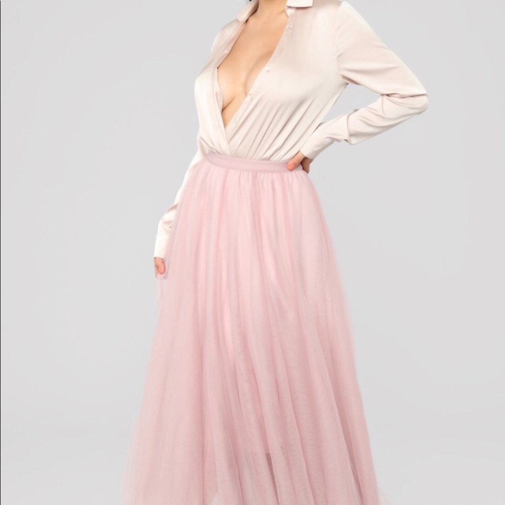 Bodysuit skirt set Beige/Pink